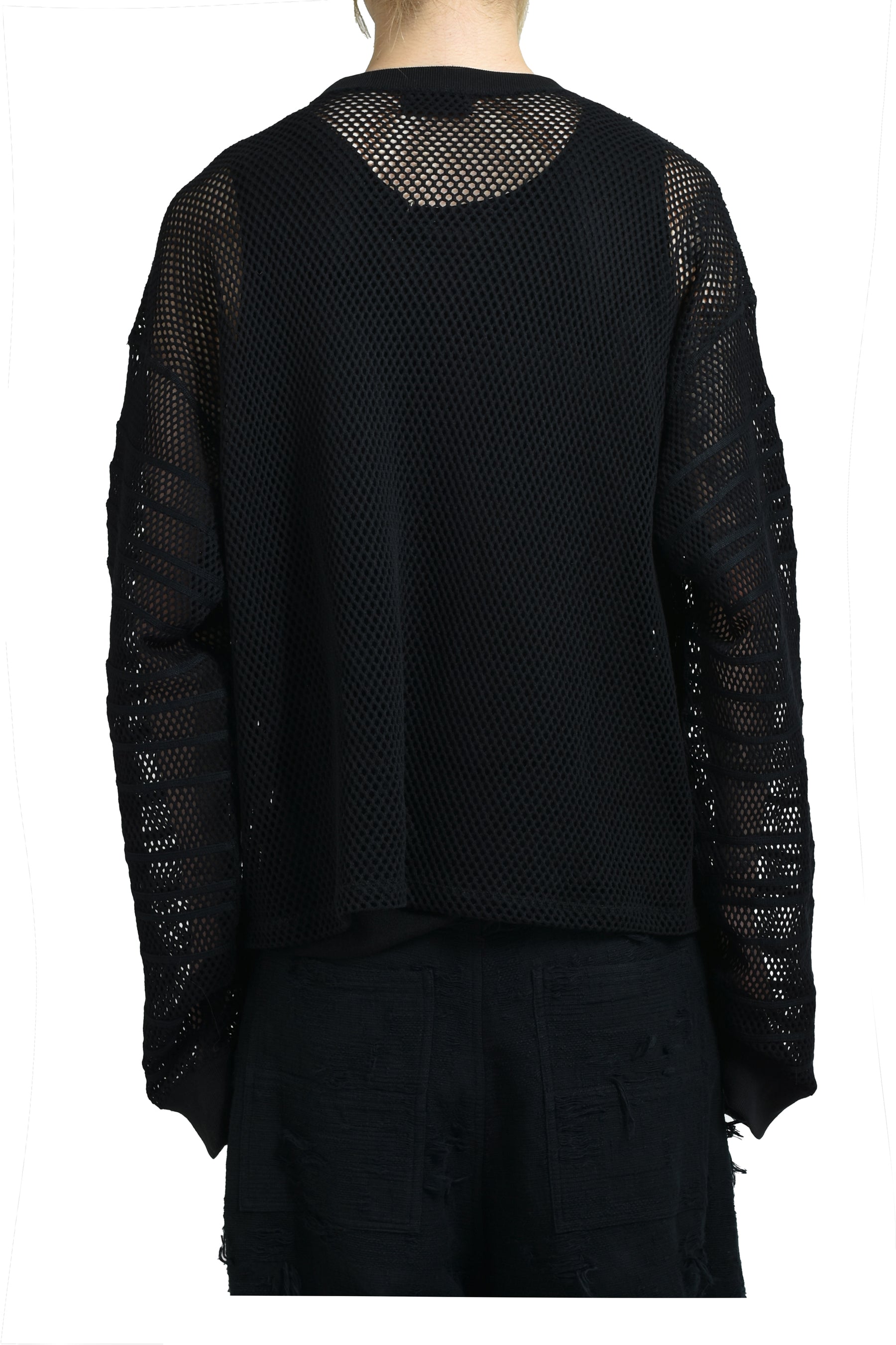 LOOSE SHADOW SLEEVE MESH PULLOVER / BLK 
