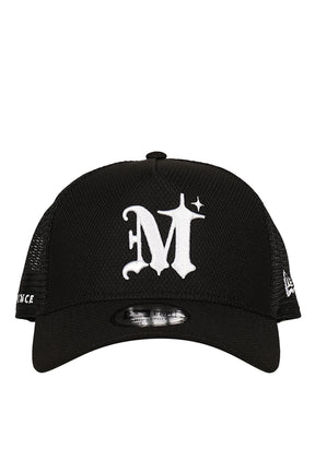 NEWERA 9FORTY AUTHENTIC LOGO TRUCKER CAP / BLK/WHT