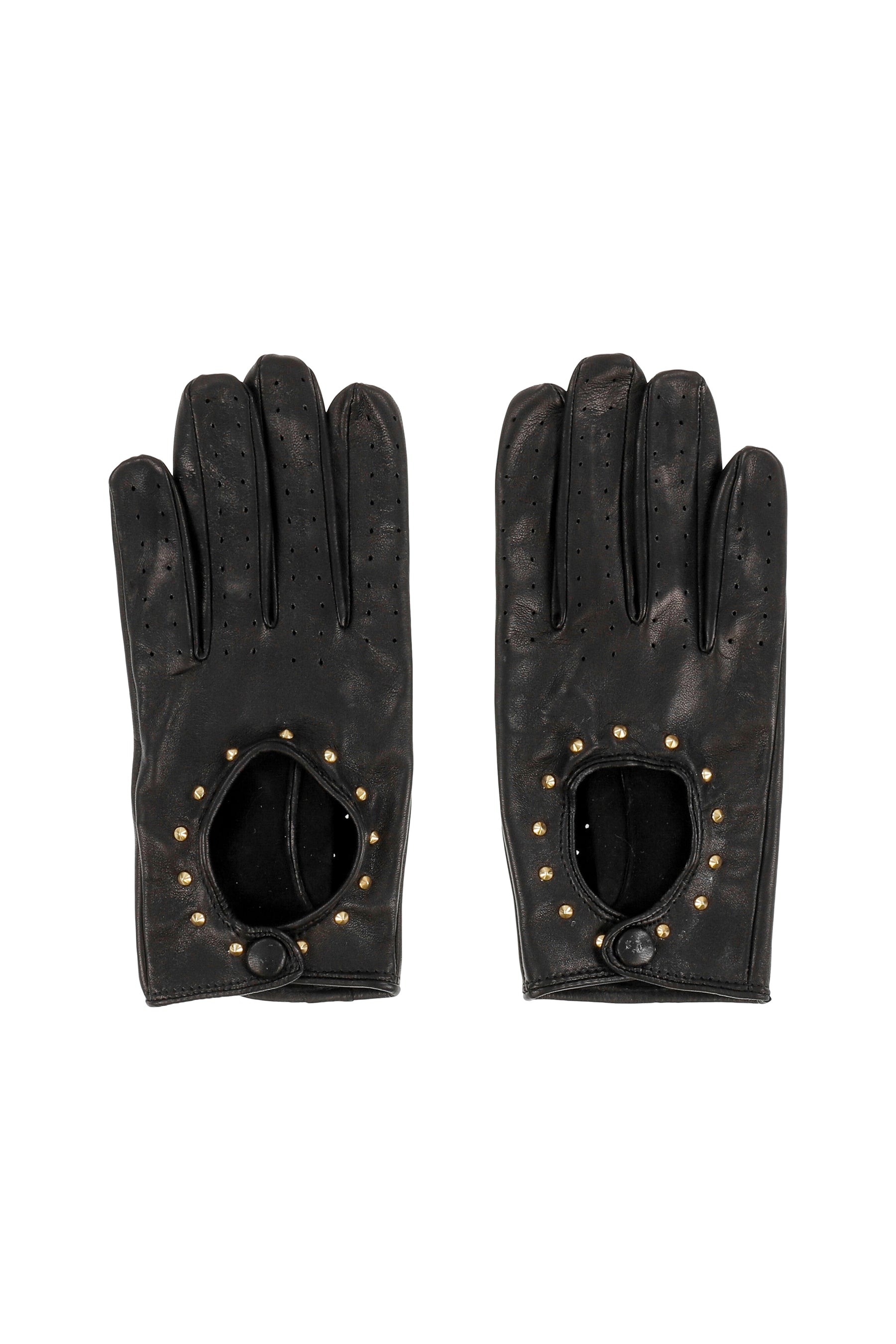 STUDDED DRIVING GLOVES / BLK W/ GLD STUDS