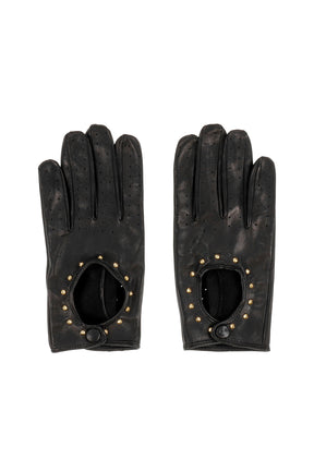 STUDDED DRIVING GLOVES / BLK W/ GLD STUDS