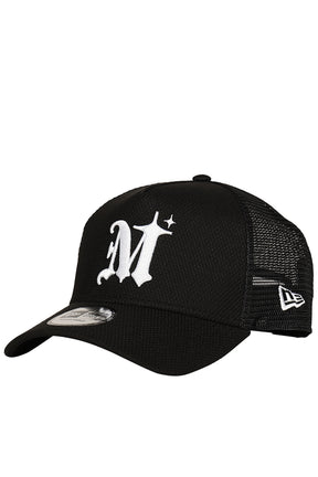 NEWERA 9FORTY AUTHENTIC LOGO TRUCKER CAP / BLK/WHT