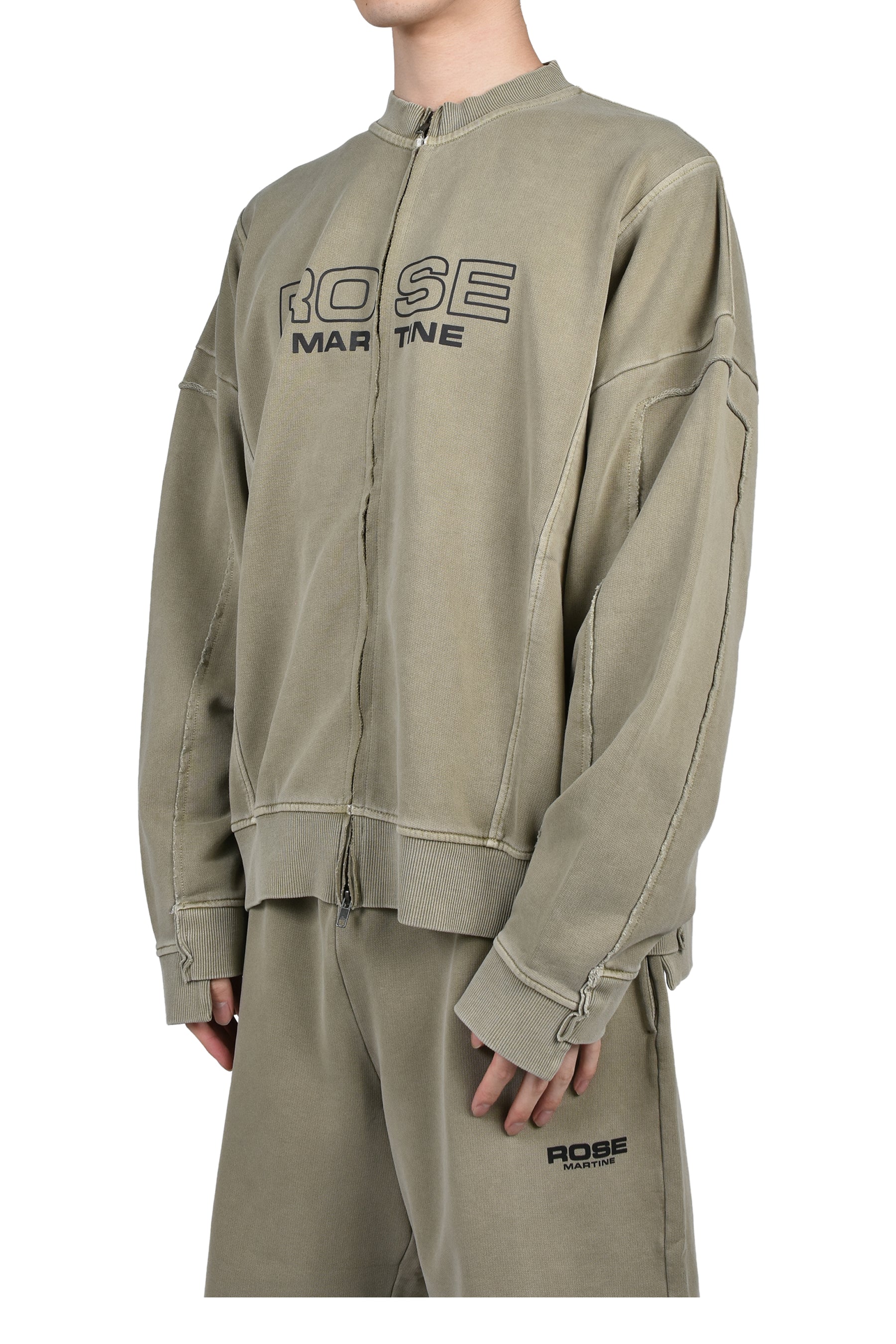 ZIP UP CREW / GRN SAGE WASHED GRN,SAGE WASHED GRY