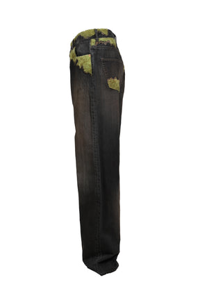 MOSS-GROWN WOOD DENIM PANTS / BLK