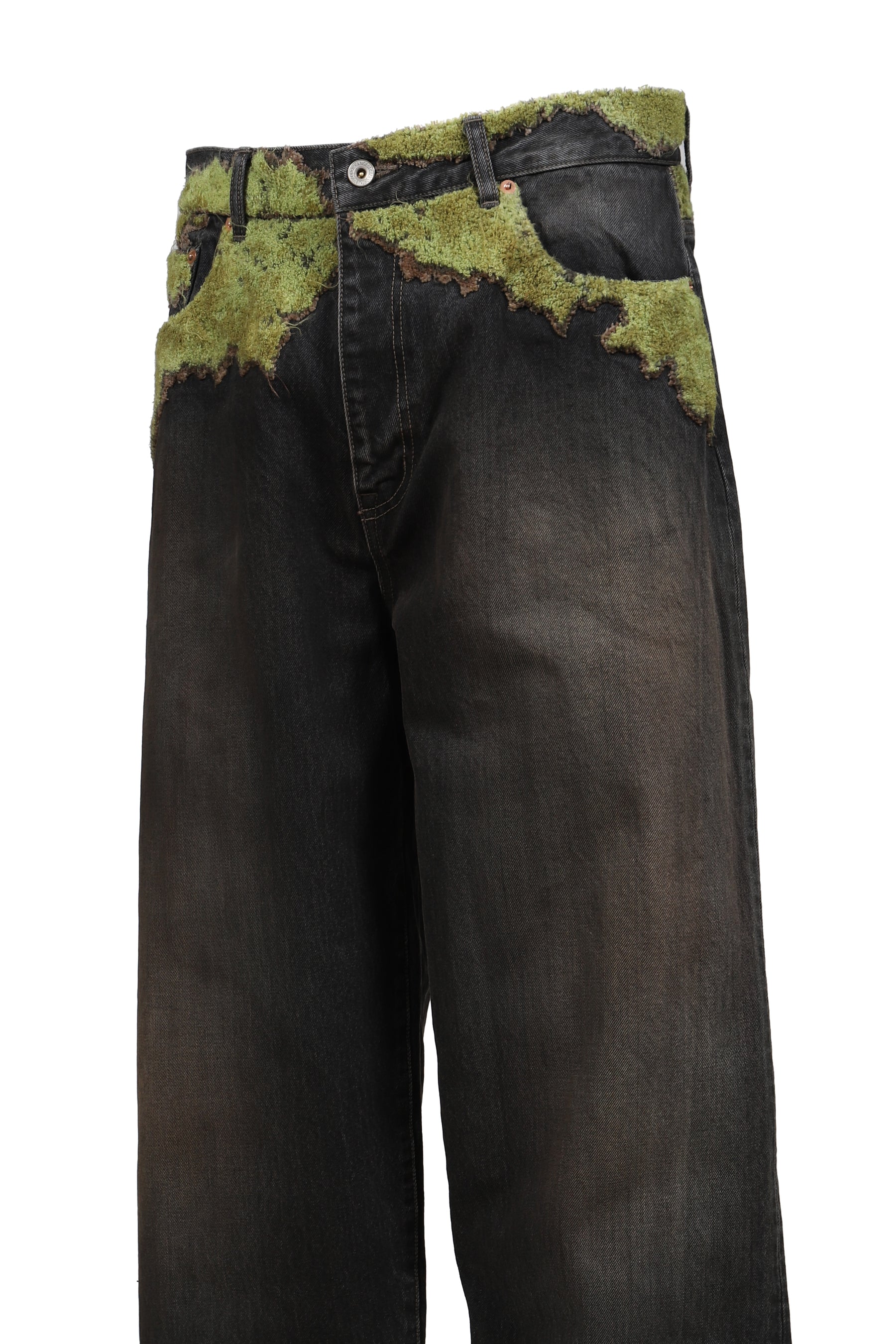 MOSS-GROWN WOOD DENIM PANTS / BLK