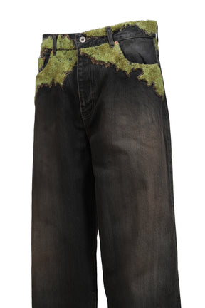 MOSS-GROWN WOOD DENIM PANTS / BLK