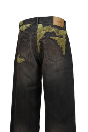 MOSS-GROWN WOOD DENIM PANTS / BLK