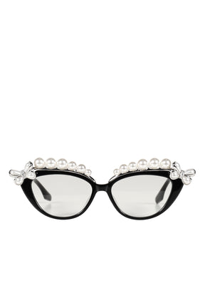 PEARL FLOWER GLASSES / BLACK
