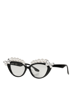 PEARL FLOWER GLASSES / BLACK