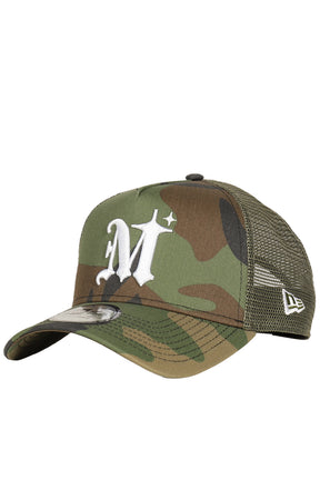NEWERA 9FORTY AUTHENTIC LOGO TRUCKER CAP / CAMO/WHT