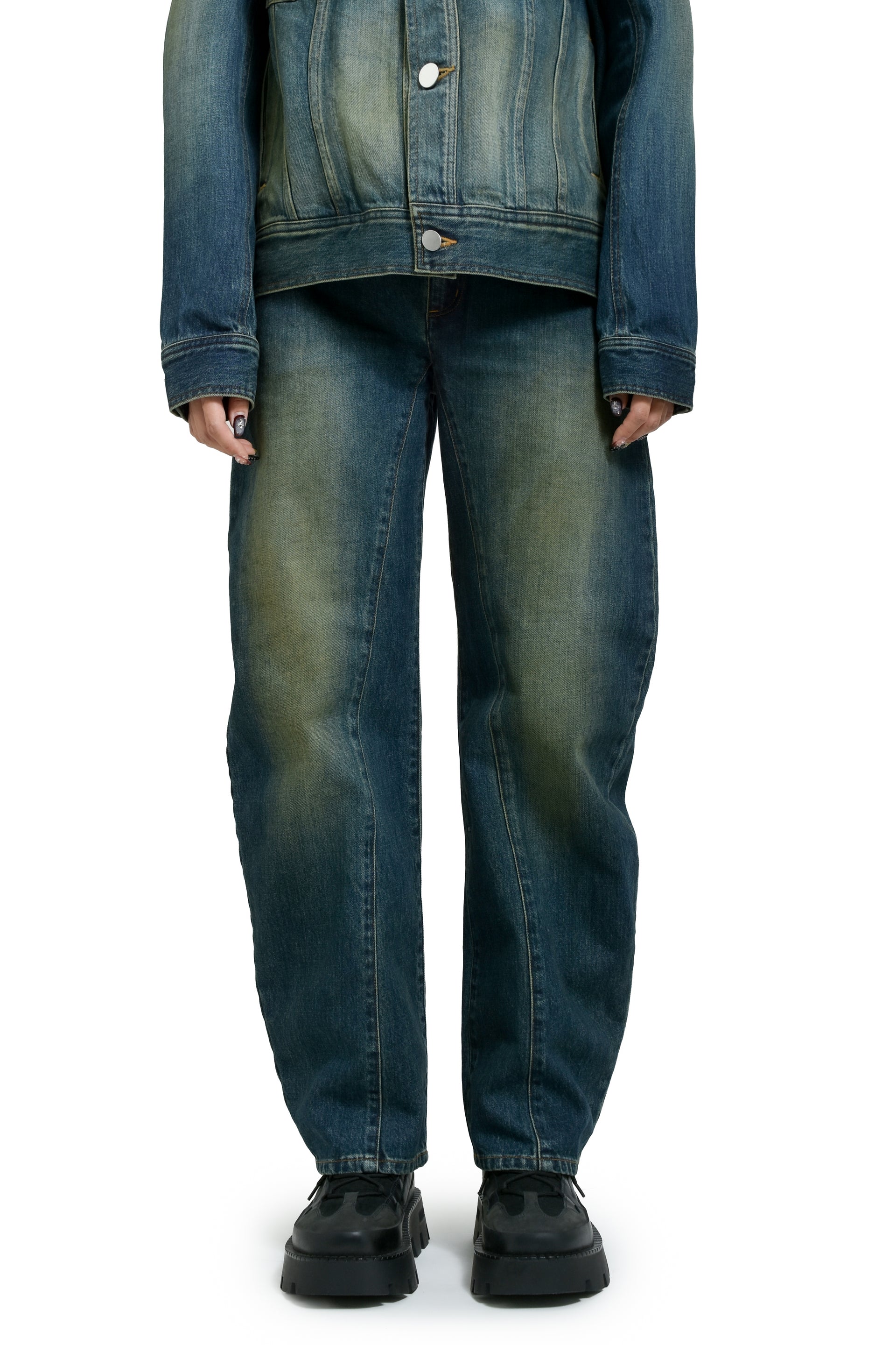 CURVED DENIM PANTS / BLU