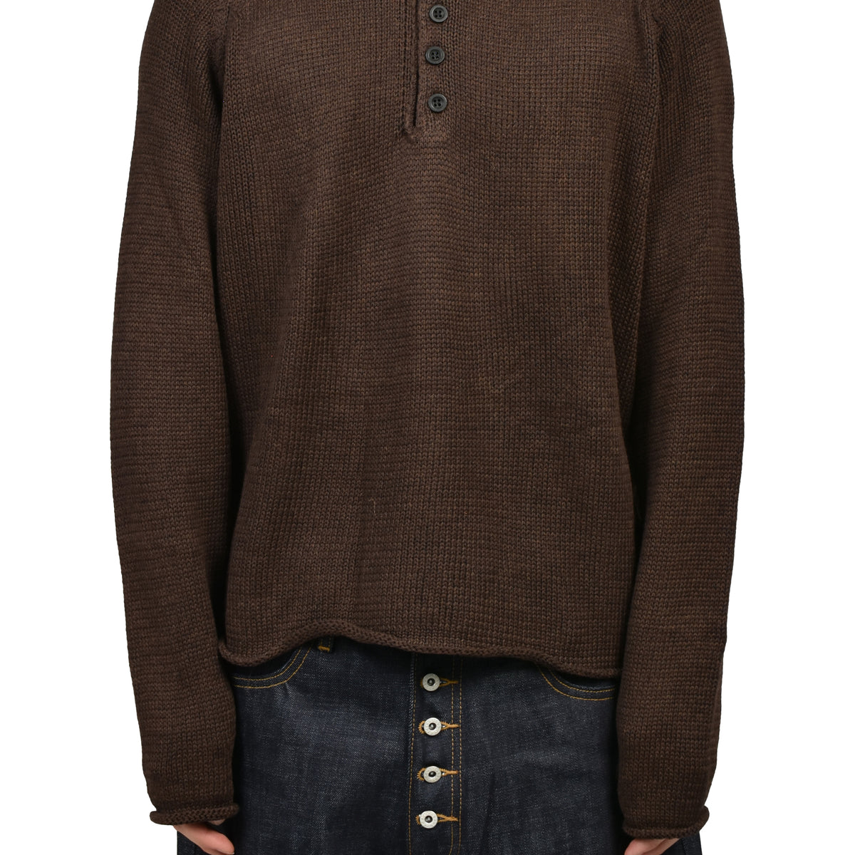 NO/FAITH STUDIOS SS26 BUTTON COTTON USED SHIRT BROWN / BRW - NUBIAN