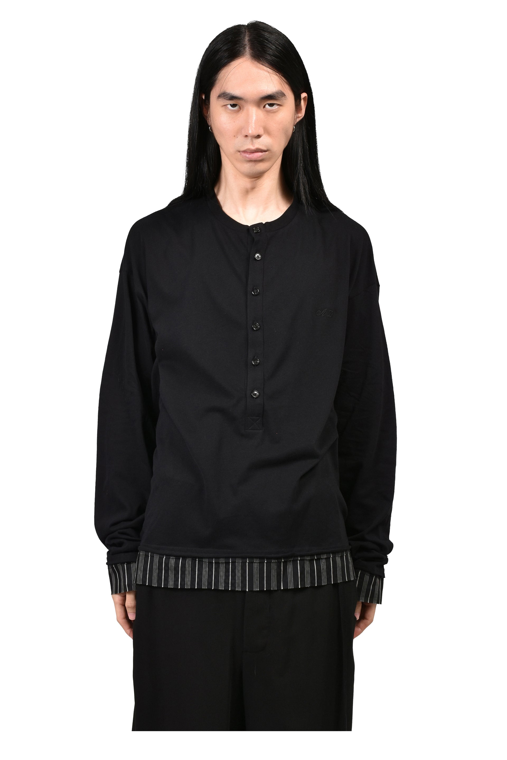 LAS RELAX FIT BOXY SERAFINO W/ CONTRAST EDGE MONOGRAM EMBROIDERY / BLK