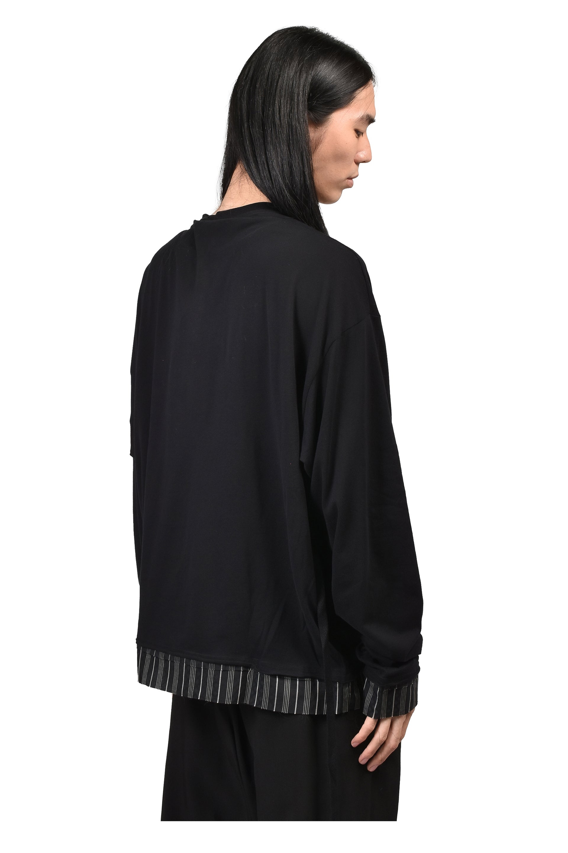 LAS RELAX FIT BOXY SERAFINO W/ CONTRAST EDGE MONOGRAM EMBROIDERY / BLK