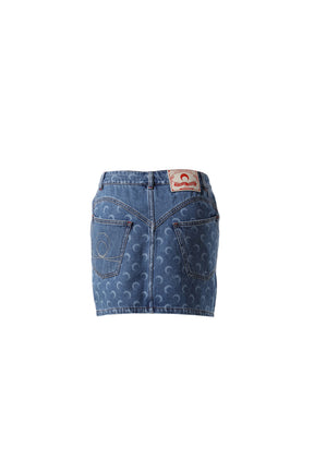 MOON LASER DENIM MINI SKIRT / BLU