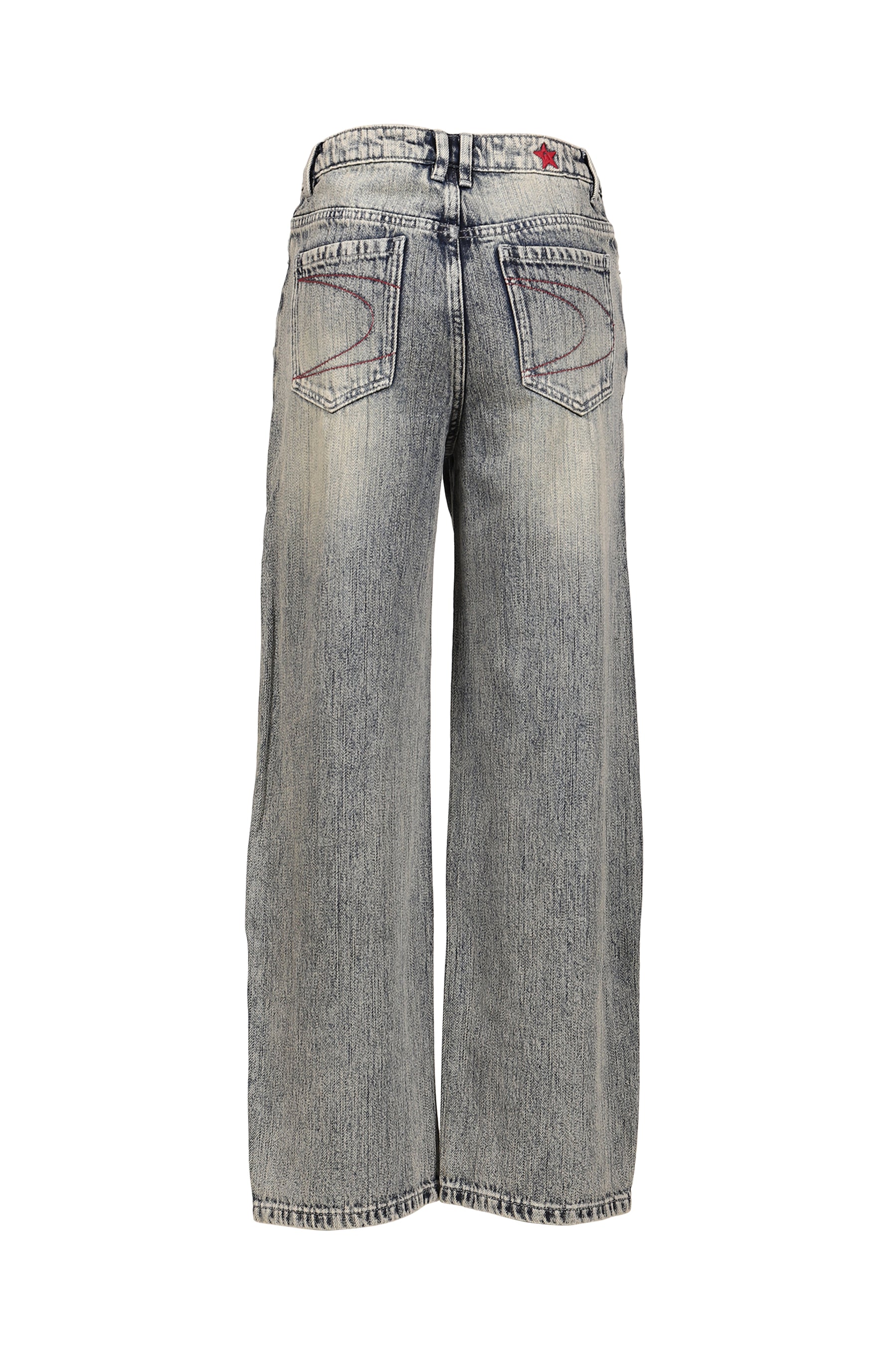 MILITARY BADGE PRINTED WASHED DENIM JEANS / DENIM
