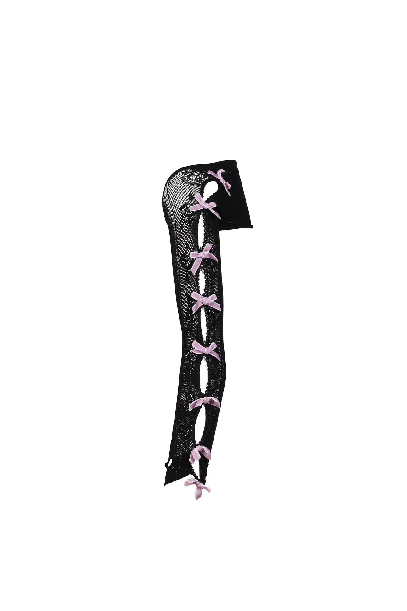 PURPLE VELVETS BOW BLACK LACE OVERSLEEVES / BLK PUR