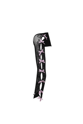 PURPLE VELVETS BOW BLACK LACE OVERSLEEVES / BLK PUR