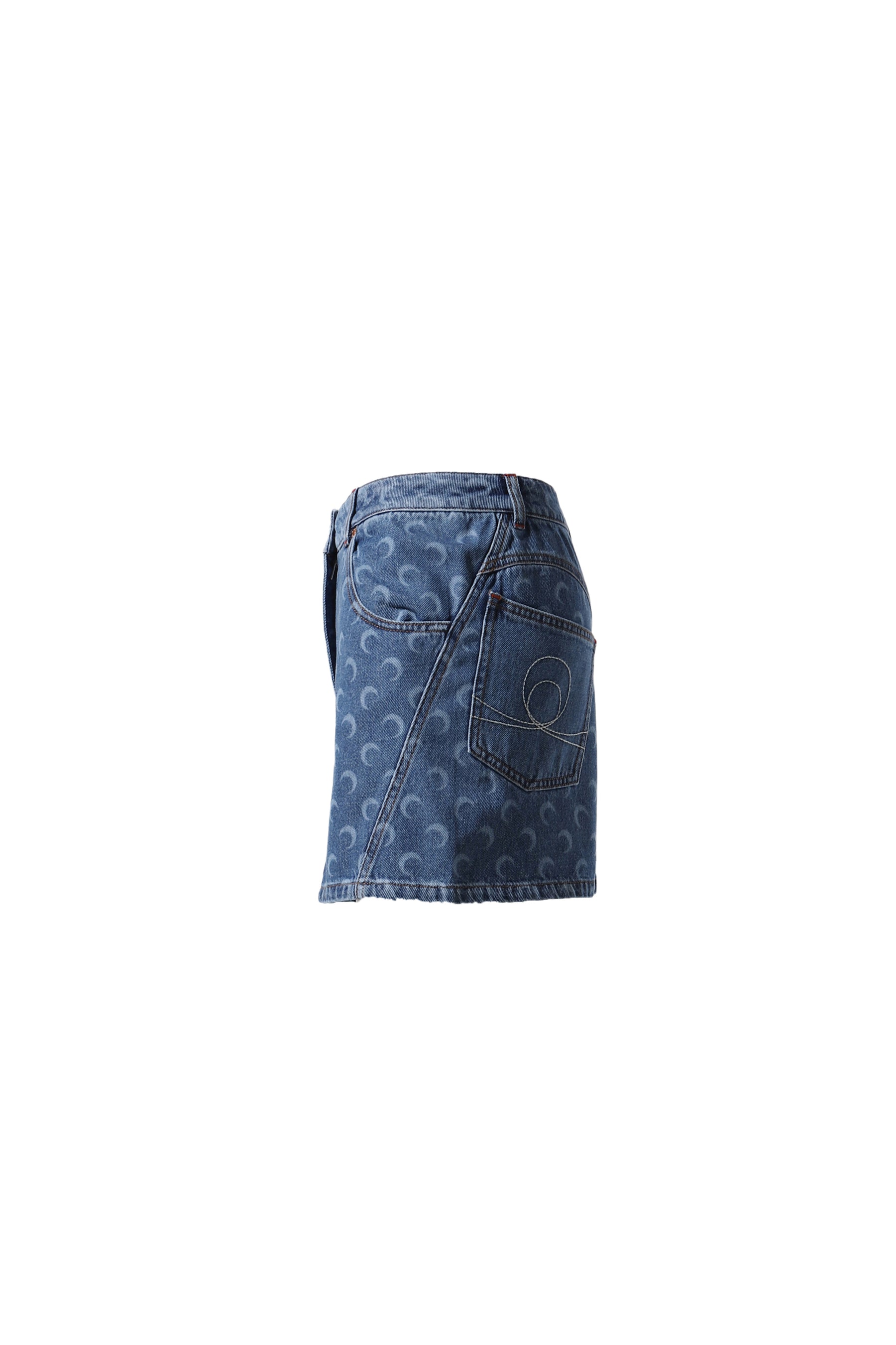 MOON LASER DENIM MINI SKIRT / BLU