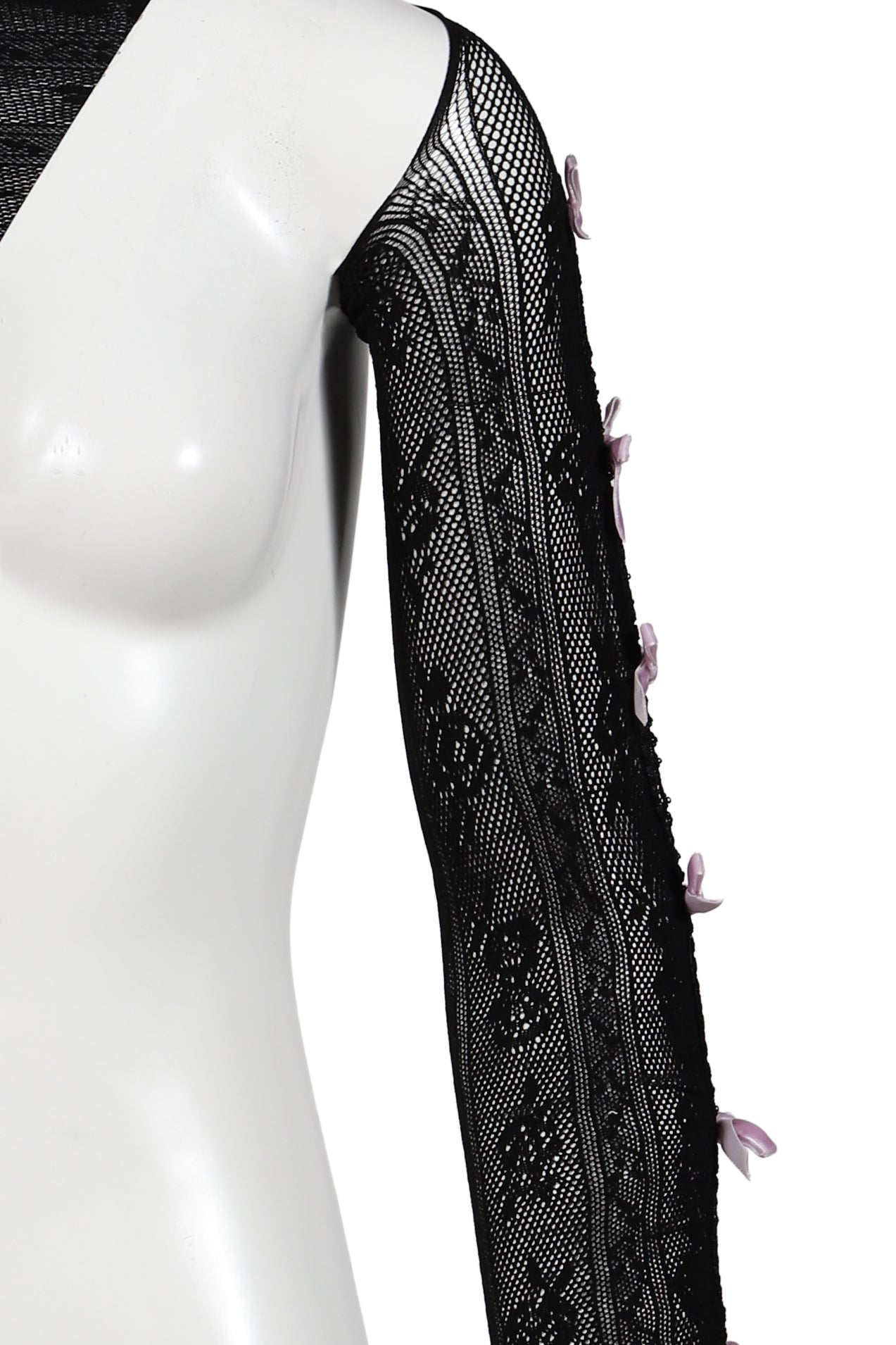 PURPLE VELVETS BOW BLACK LACE OVERSLEEVES / BLK PUR