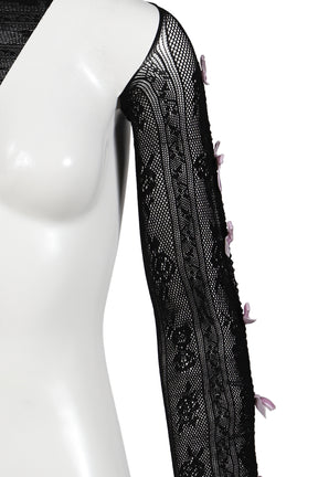 PURPLE VELVETS BOW BLACK LACE OVERSLEEVES / BLK PUR