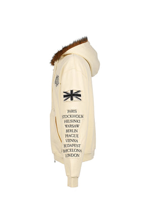 EUROTRIP PATCHED ZIP HOODIE / O.WHT
