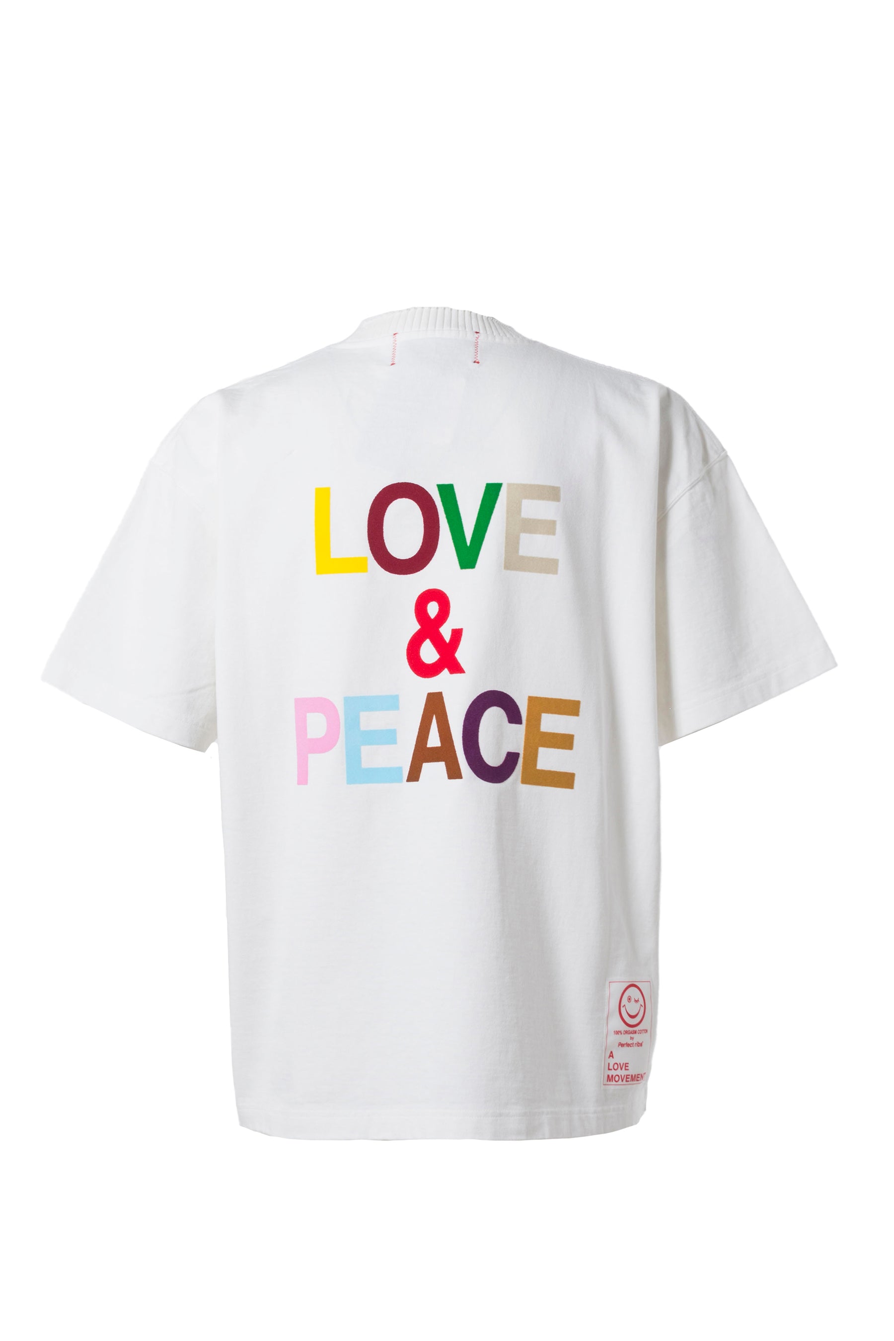 Perfect ribs BASIC SHORT SLEEVE T-SHIRTS "LOVE & PEACE" / WHT