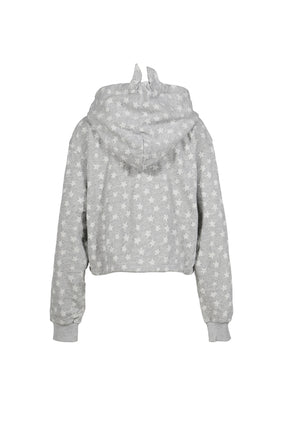 STAR JACQUARD HOODED SWEATSHIRT / GRY