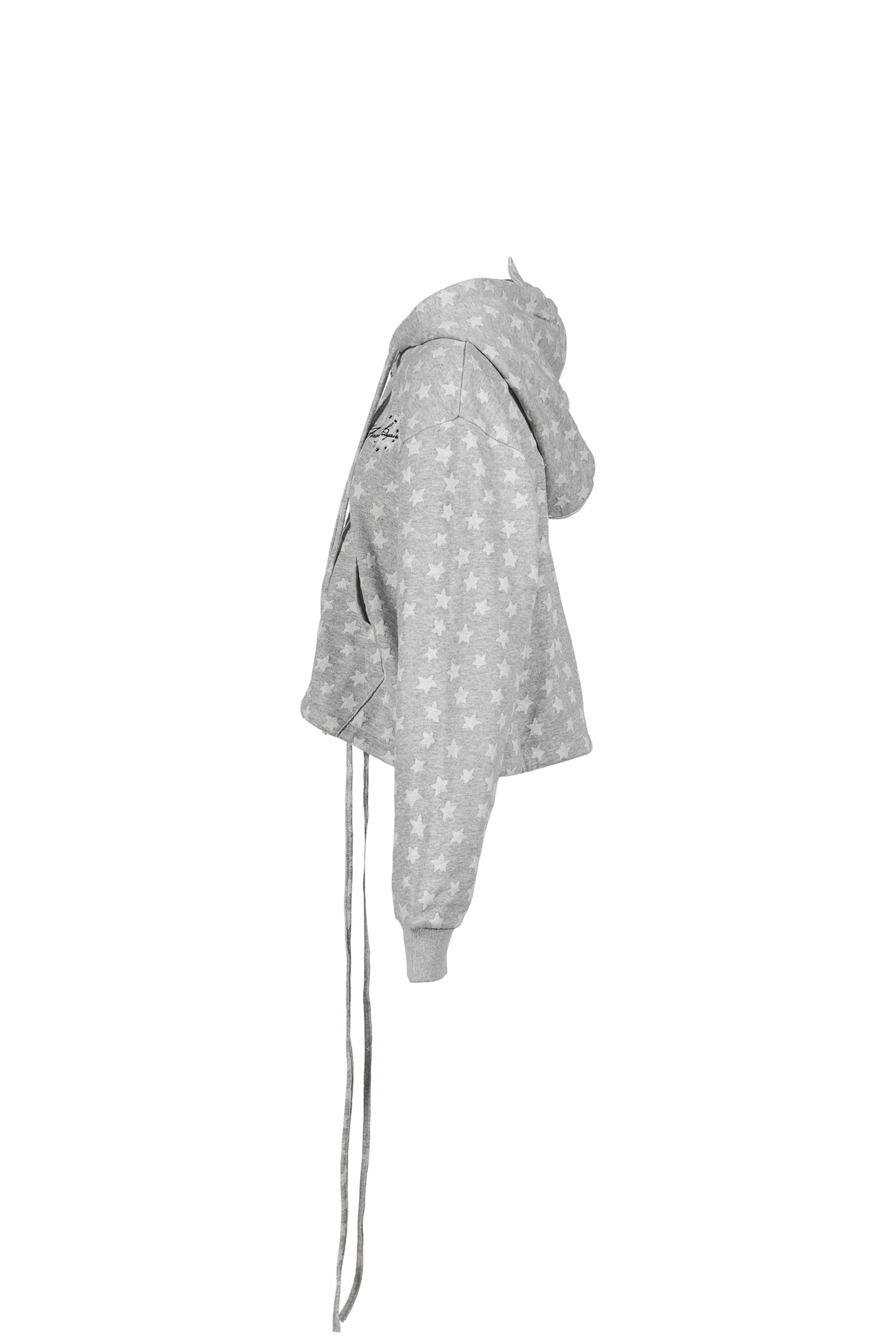 STAR JACQUARD HOODED SWEATSHIRT / GRY