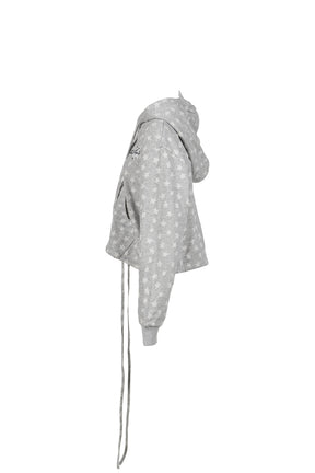 STAR JACQUARD HOODED SWEATSHIRT / GRY