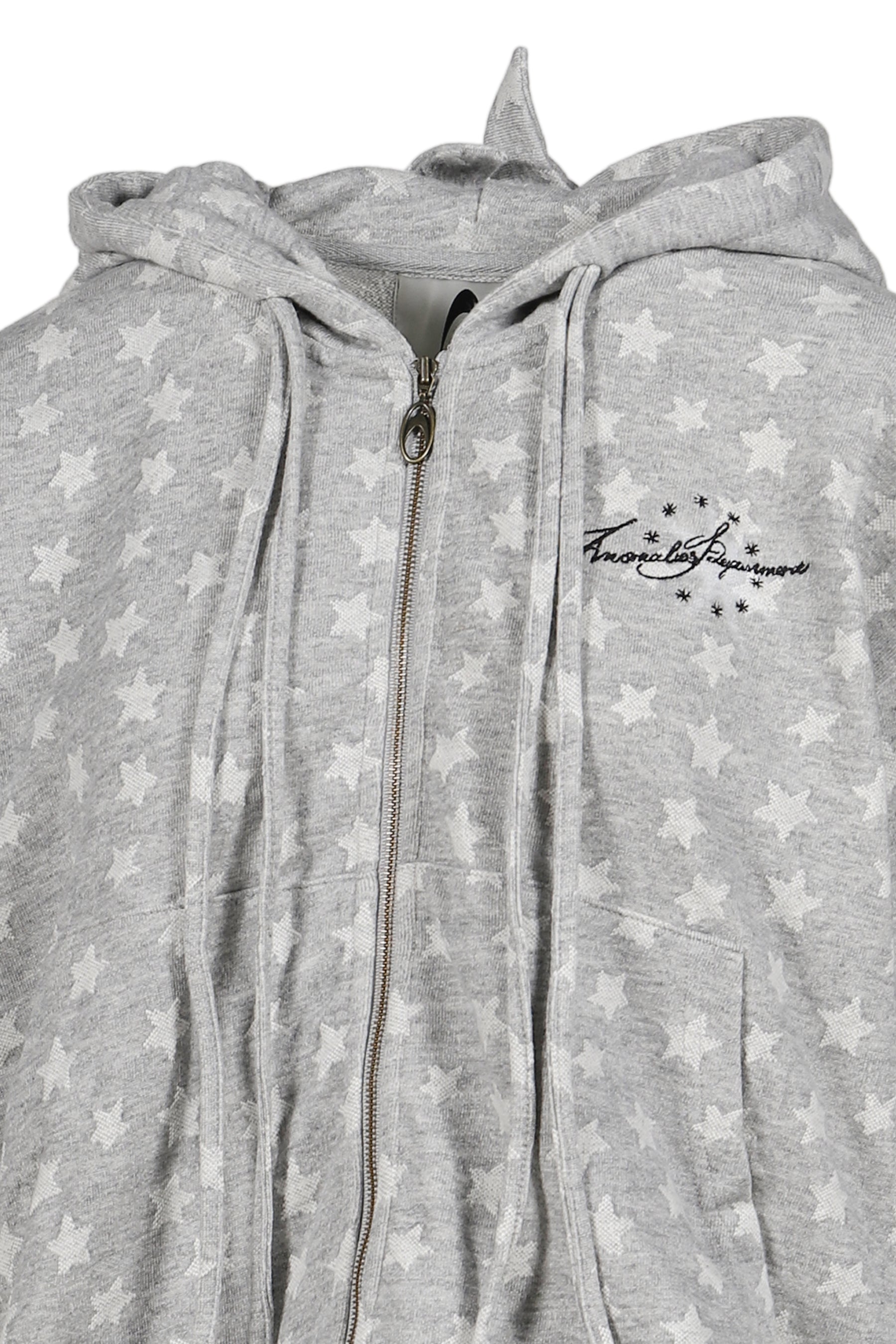 STAR JACQUARD HOODED SWEATSHIRT / GRY