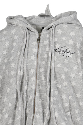 STAR JACQUARD HOODED SWEATSHIRT / GRY
