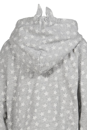 STAR JACQUARD HOODED SWEATSHIRT / GRY