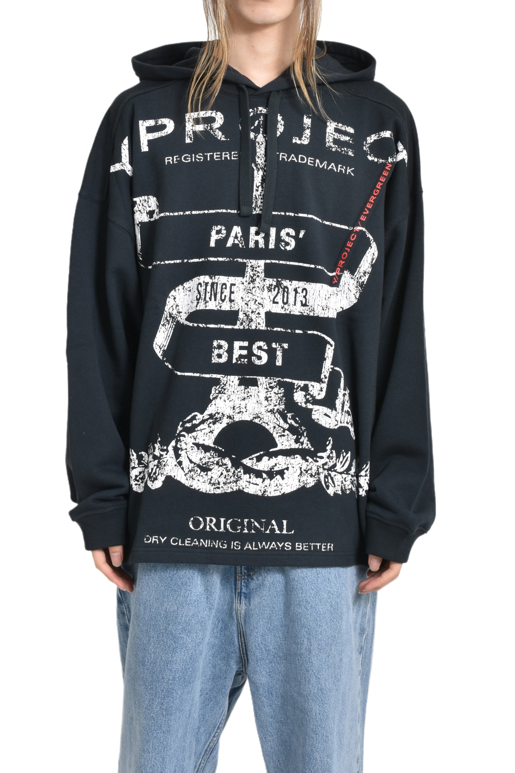 PARIS' BEST PINCHED HOODIE / VINTAGE BLK