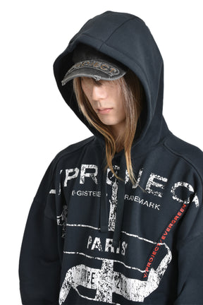 PARIS' BEST PINCHED HOODIE / VINTAGE BLK