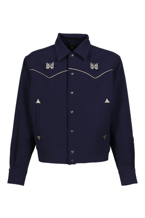 PIPING COWBOY JACKET - POLY DOUBLE CLOTH / NVY