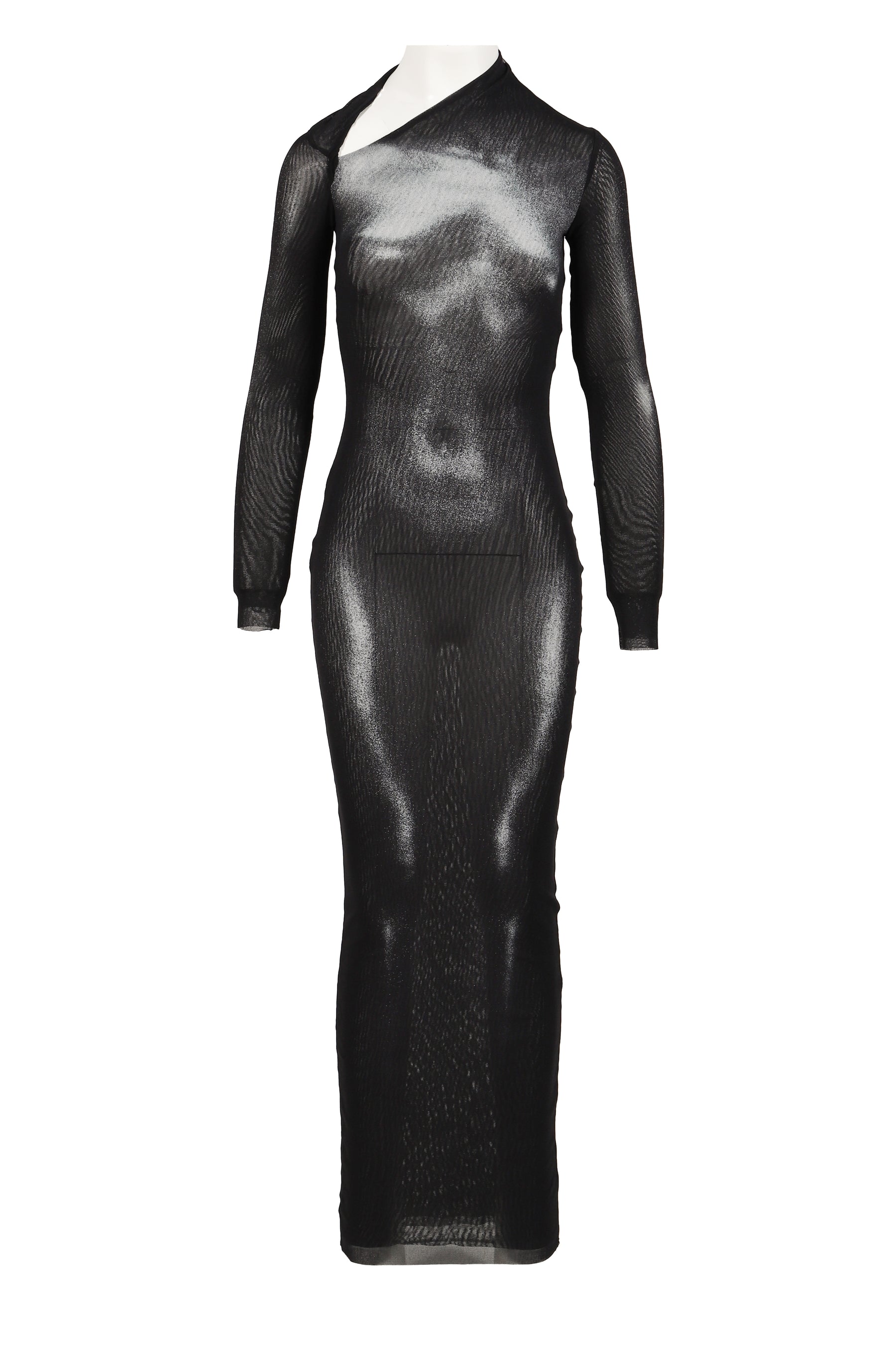 MESH ASYMETRIC COLLAR LONG DRESS PRINTED "BODY DUST"