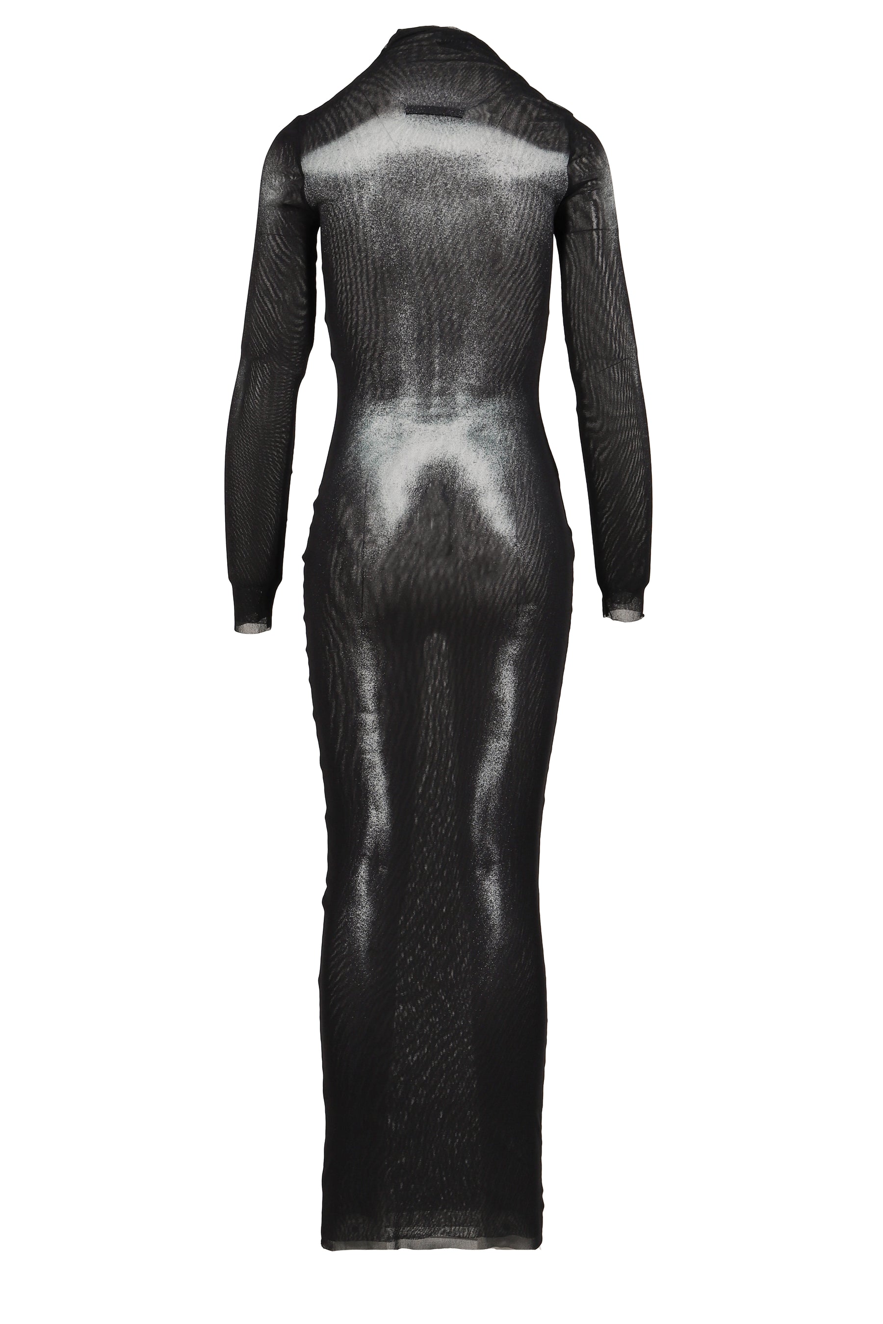 MESH ASYMETRIC COLLAR LONG DRESS PRINTED "BODY DUST"