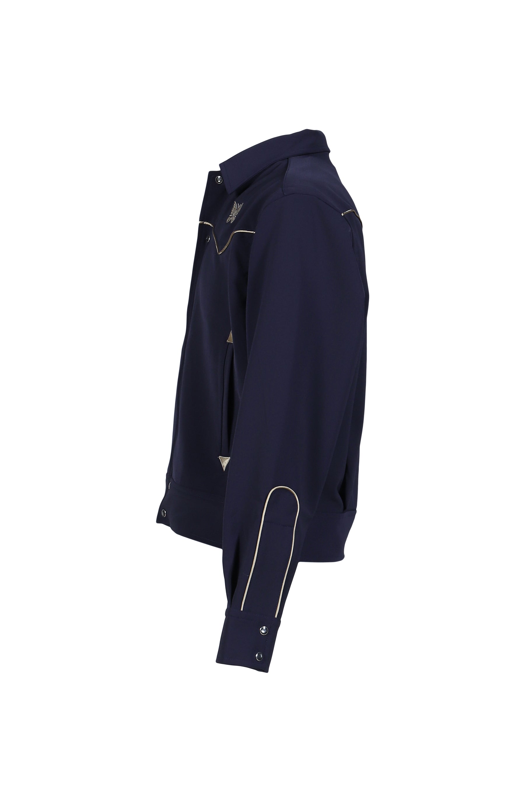 PIPING COWBOY JACKET - POLY DOUBLE CLOTH / NVY