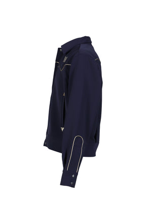 PIPING COWBOY JACKET - POLY DOUBLE CLOTH / NVY