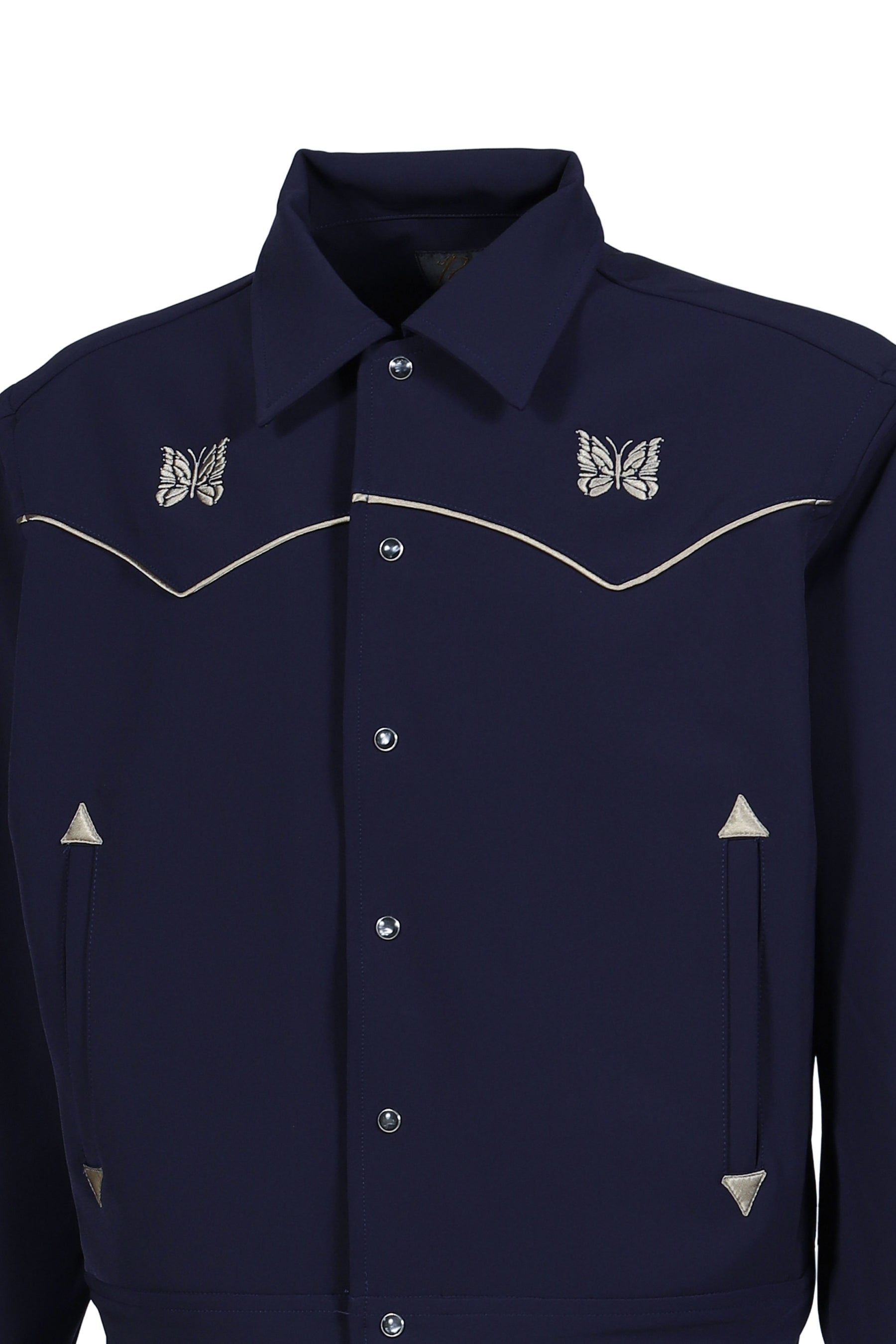 PIPING COWBOY JACKET - POLY DOUBLE CLOTH / NVY
