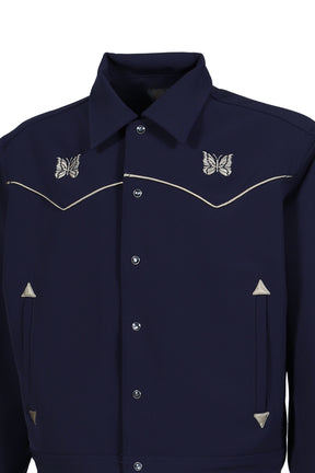 PIPING COWBOY JACKET - POLY DOUBLE CLOTH / NVY