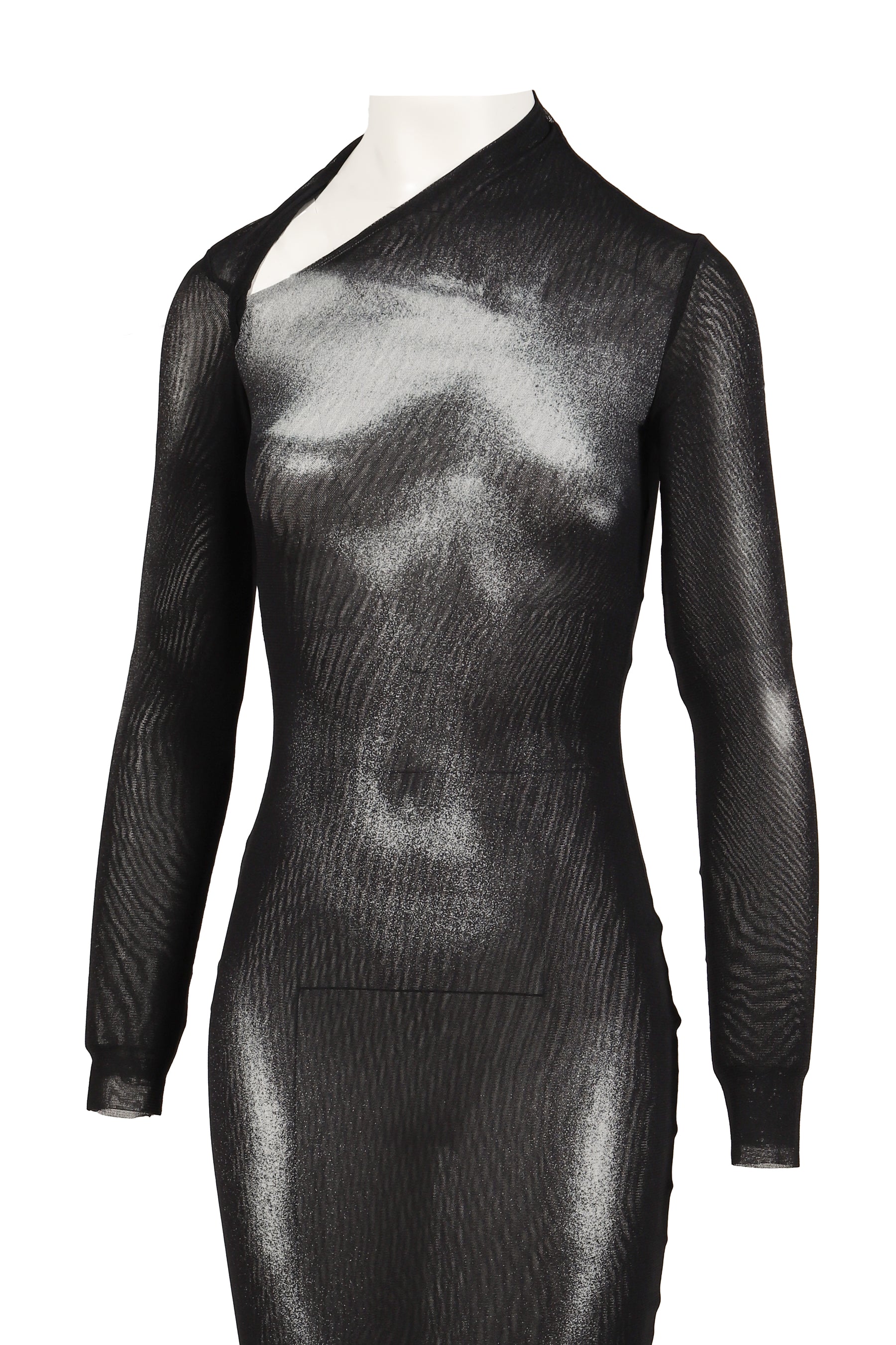 MESH ASYMETRIC COLLAR LONG DRESS PRINTED "BODY DUST"