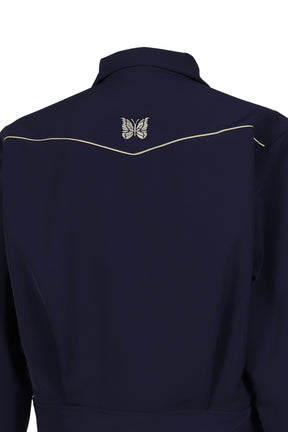 PIPING COWBOY JACKET - POLY DOUBLE CLOTH / NVY