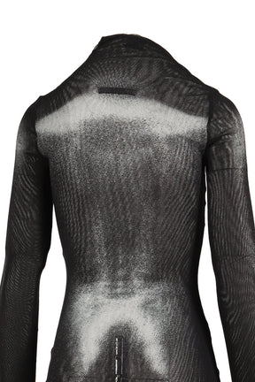 MESH ASYMETRIC COLLAR LONG DRESS PRINTED "BODY DUST"