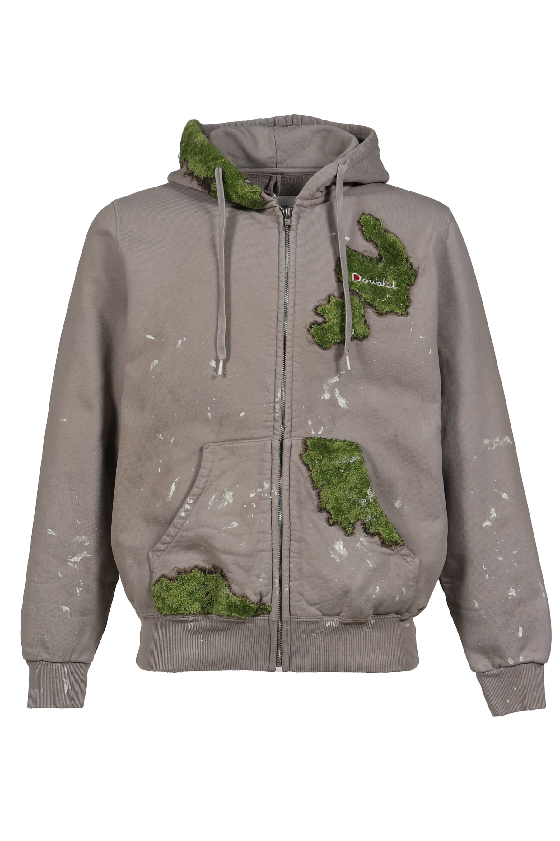 MOSS-GROWN EMBROIDERY HOODIE / GRY