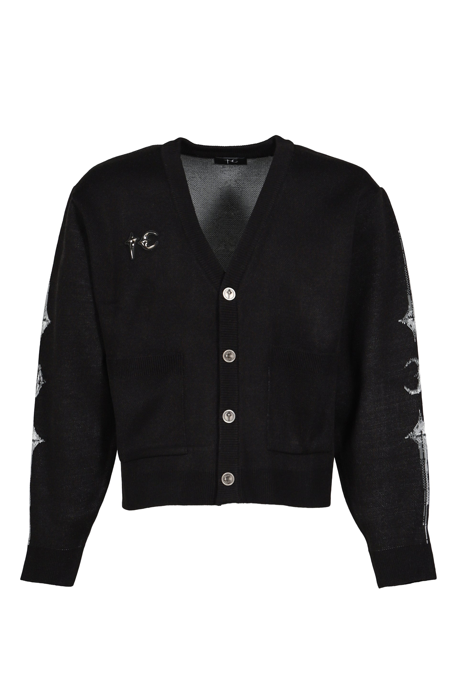 TC BONE KNIT CARDIGAN / BLK