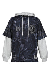 JY16967-CLBBLCK/MSTRMNDXMN PRNT HOODED JERSY / BLK