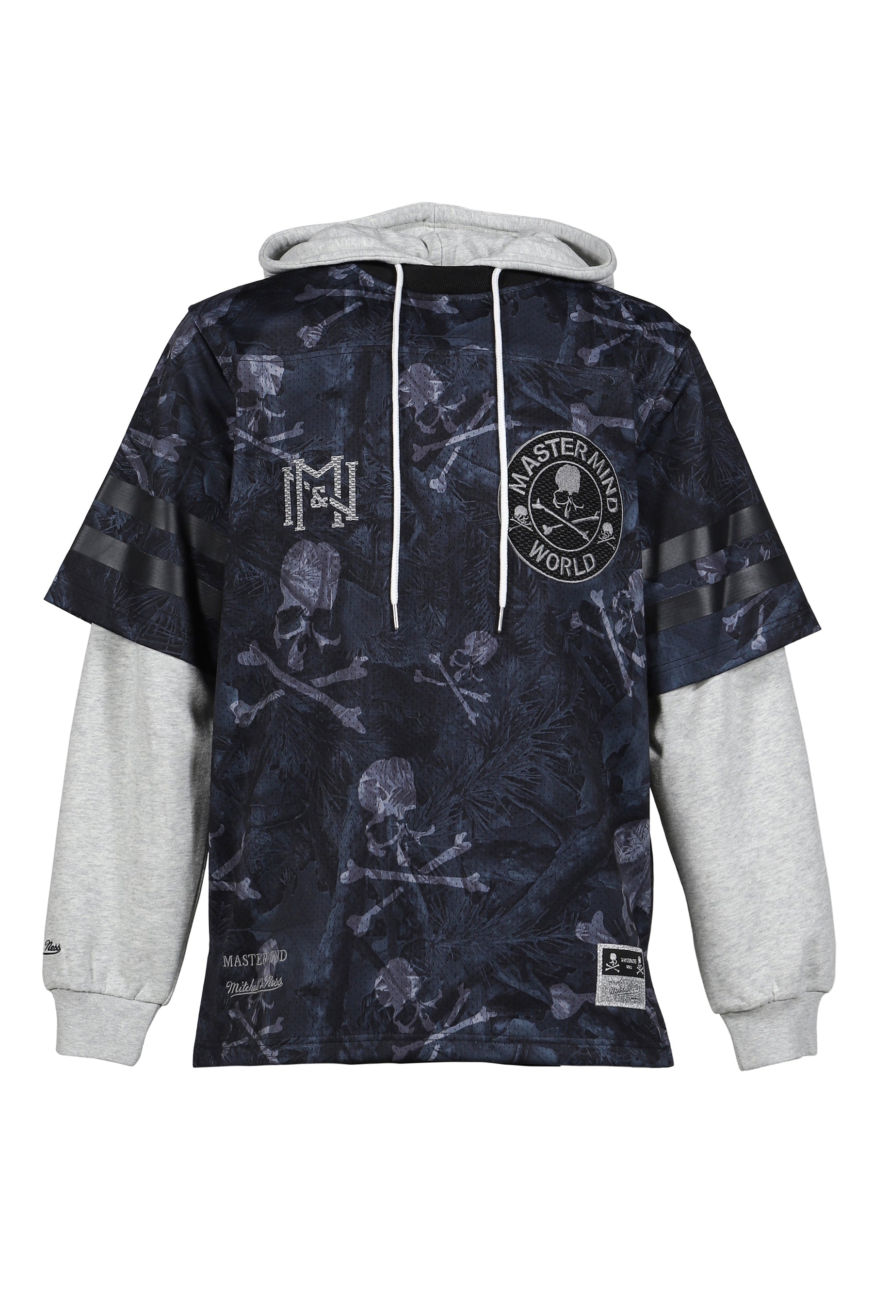 JY16967-CLBBLCK/MSTRMNDXMN PRNT HOODED JERSY / BLK