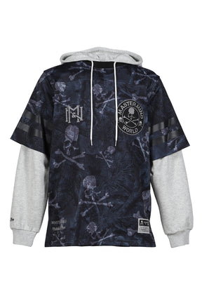 JY16967-CLBBLCK/MSTRMNDXMN PRNT HOODED JERSY / BLK