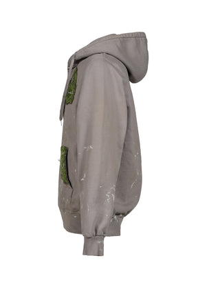 MOSS-GROWN EMBROIDERY HOODIE / GRY